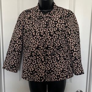 LOFT Animal Print Blazer in Black and Pink